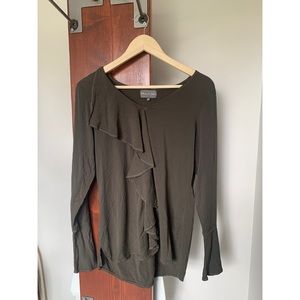NWOT Michael Stars Ruffle Olive Green Tunic Size M